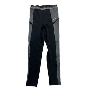 Nike Pro Womens Small BLack Gray High-Waisted 7/8 Training Leggings with Pockets